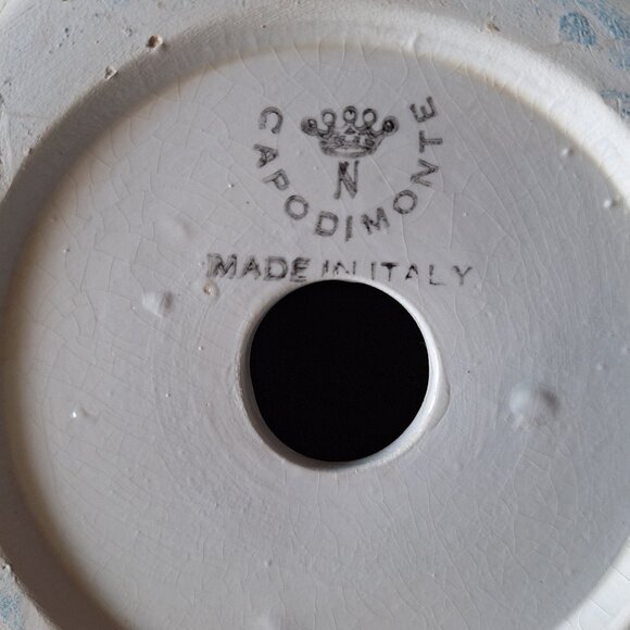 Vintage Capodimonte Centerpiece Pink Yellow Blue Lavender Flower Basket / Italy - Picture 8 of 8